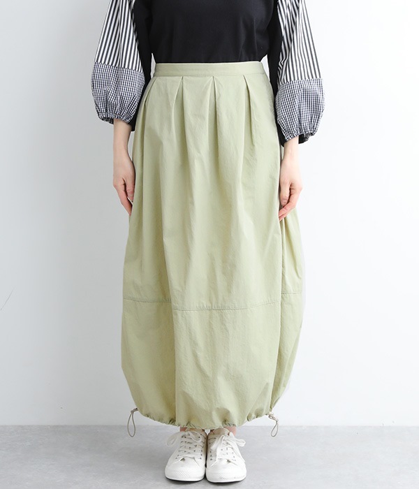裾ドロストコクーンスカート(C・ライトグリーン)
