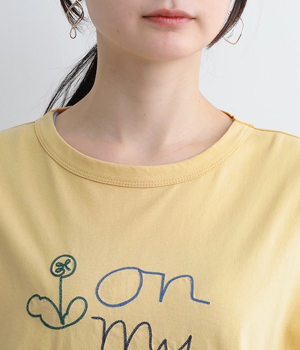 on my WAY home刺繍Tシャツ(A・アイボリー)