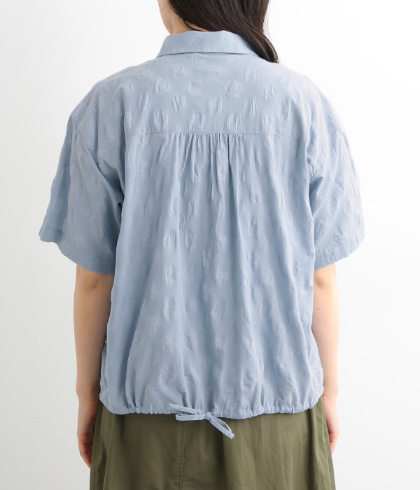 塩縮ドットプリントシャツ(C・ブルー)