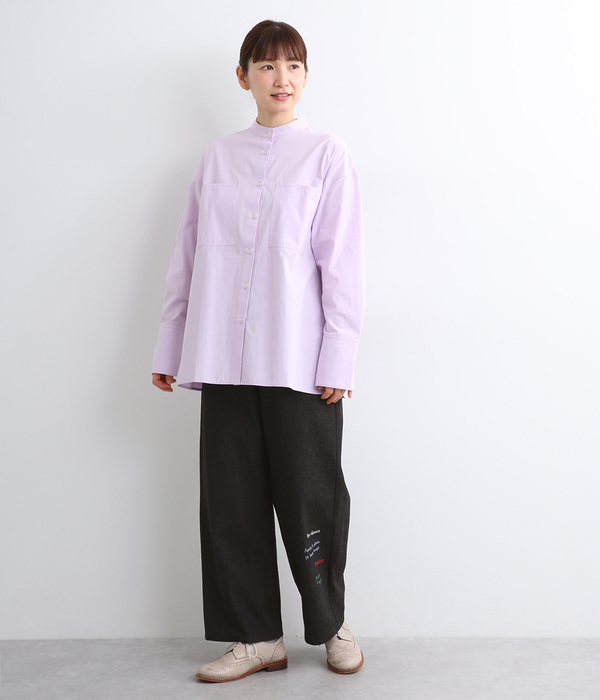 メッセージ刺繍ストレートパンツ(B・ベージュ)