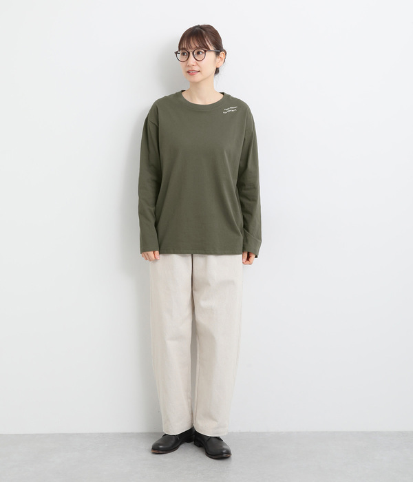 USAコットン刺繍ワイドロングTシャツ(C・ダークグレー)