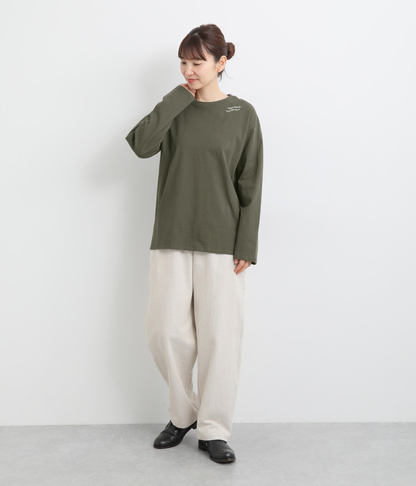 USAコットン刺繍ワイドロングTシャツ(C・ダークグレー)
