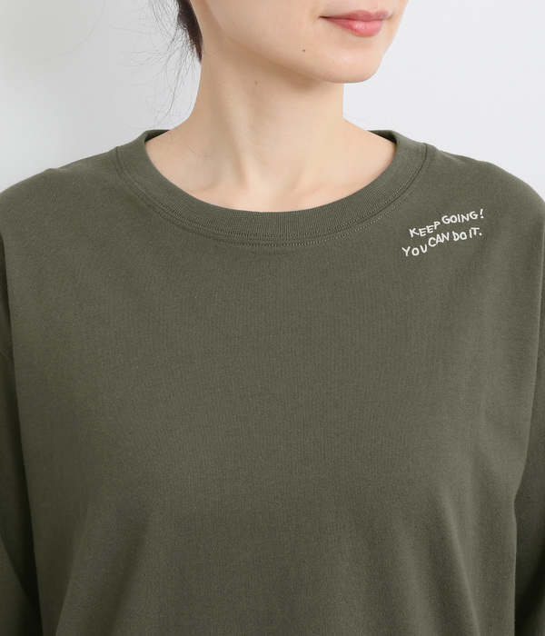USAコットン刺繍ワイドロングTシャツ(C・ダークグレー)