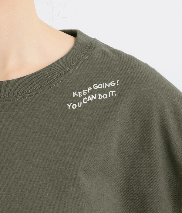 USAコットン刺繍ワイドロングTシャツ(C・ダークグレー)