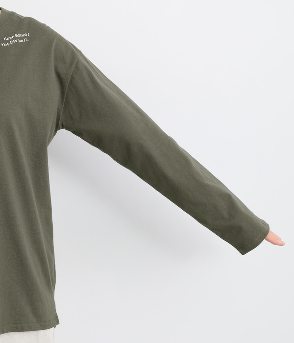 USAコットン刺繍ワイドロングTシャツ(C・ダークグレー)