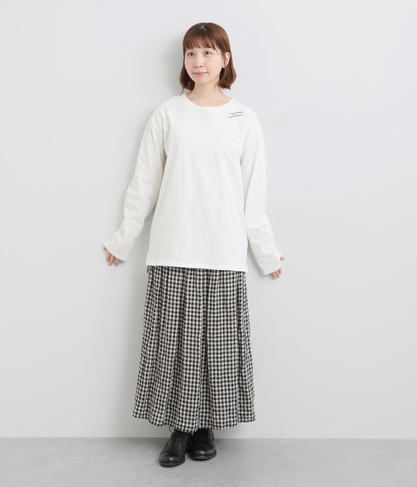 USAコットン刺繍ワイドロングTシャツ(C・ダークグレー)