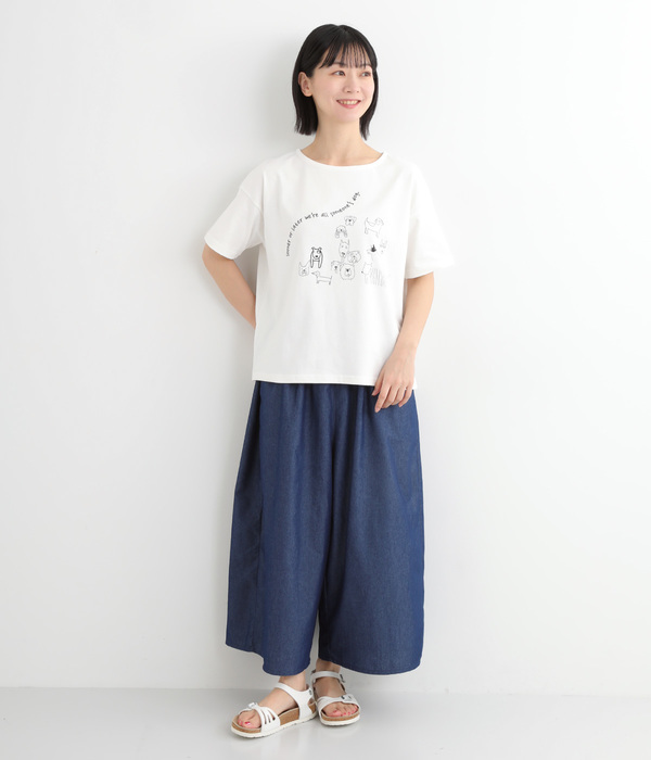 コットン天竺らくがきワンコ幅広プルオーバー(A・オフ)
