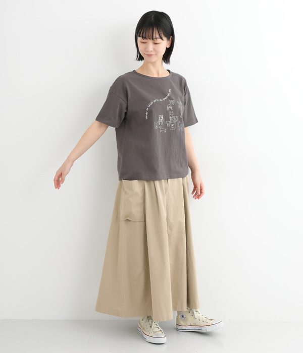 コットン天竺らくがきワンコ幅広プルオーバー(A・オフ)