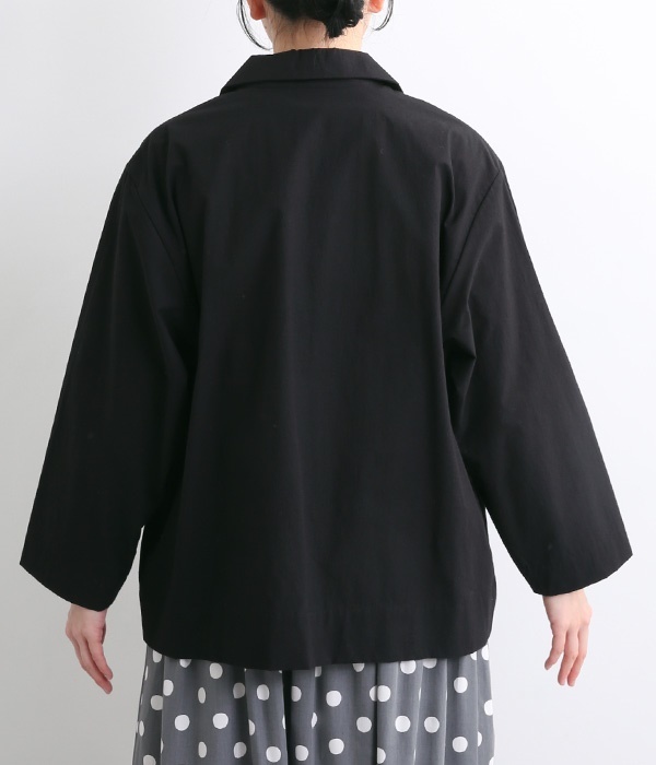 【Cion】コットンテーラードジャケット(ブラック)
