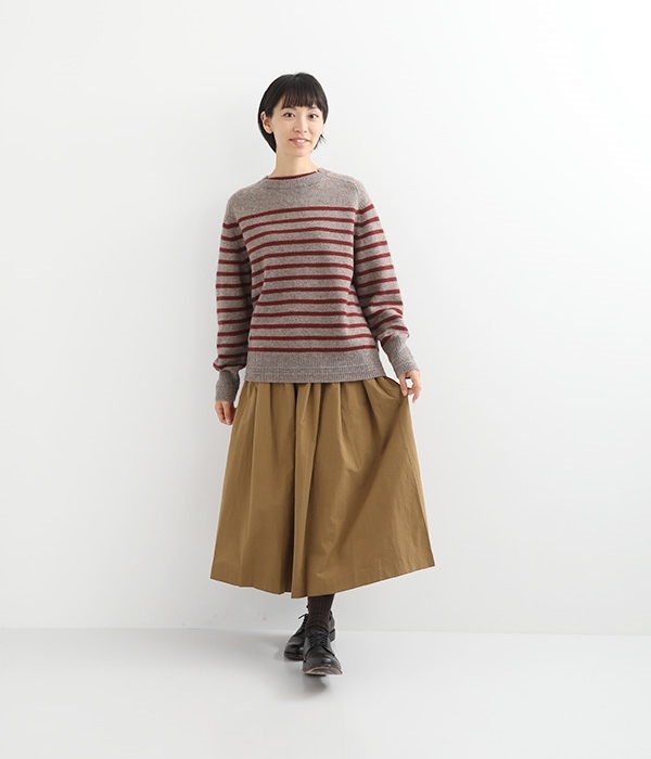 【Cion】コットンギャザースカート(A・ブラウン)