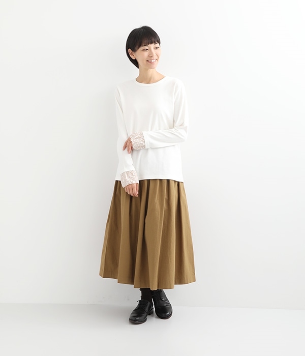 【Cion】コットンギャザースカート(A・ブラウン)
