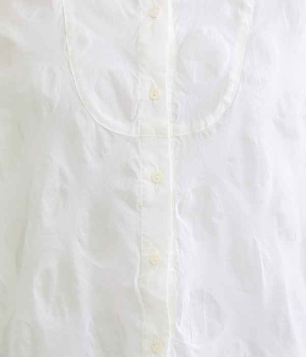 ローンリップルドット製品洗い加工クレリックシャツ(A・オフホワイト)