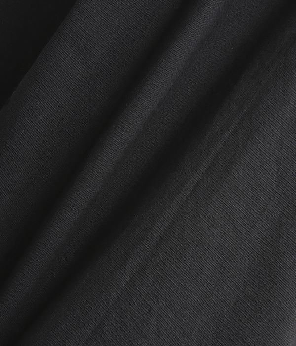 コットンリネンボイルワッシャー　タック裾ラウンドプルオーバー(C・ブラック)