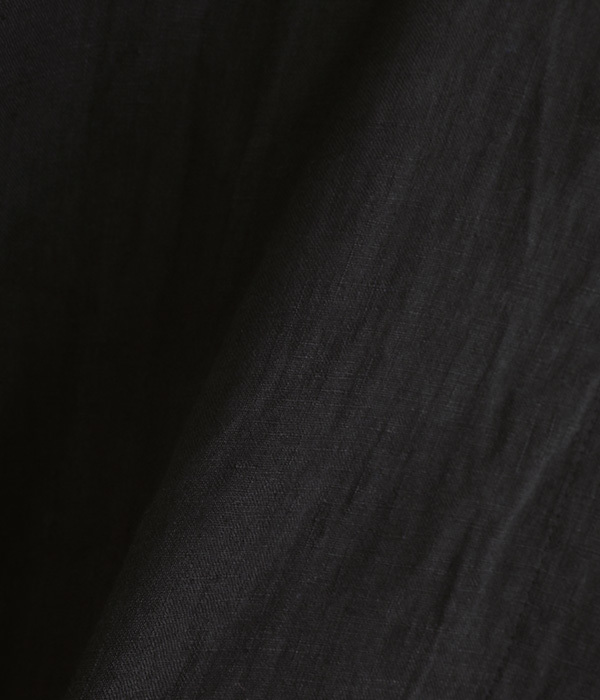 フレンチリネン　バンドカラーワイドシャツ(B・ブラック)