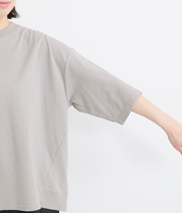 コットンアメリカンドライ天竺バックスリットTシャツ(D・ブラック)