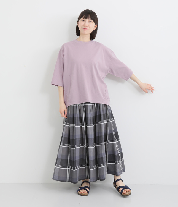 コットンアメリカンドライ天竺バックスリットTシャツ(D・ブラック)