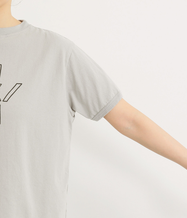コットン天竺半袖プリントTシャツ〈FUN WALK/RUN〉(B・グレー)