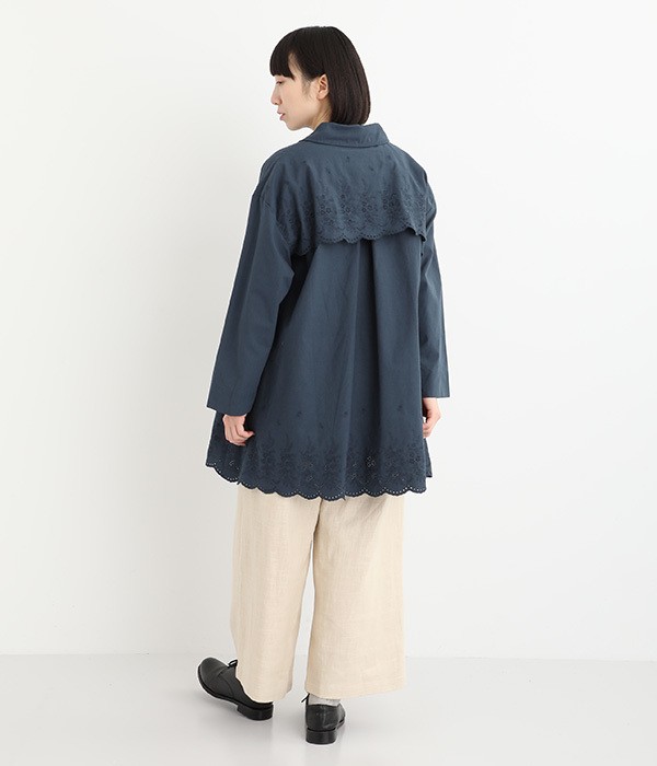 コットンツイル　スカラ刺繍コート(A・ベージュ)
