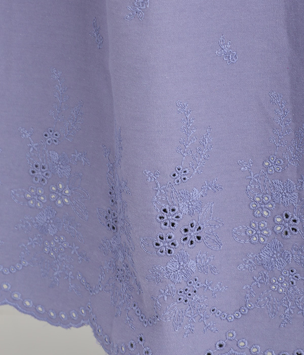 コットンツイル　スカラ刺繍キャミワンピース(B・ラベンダー)