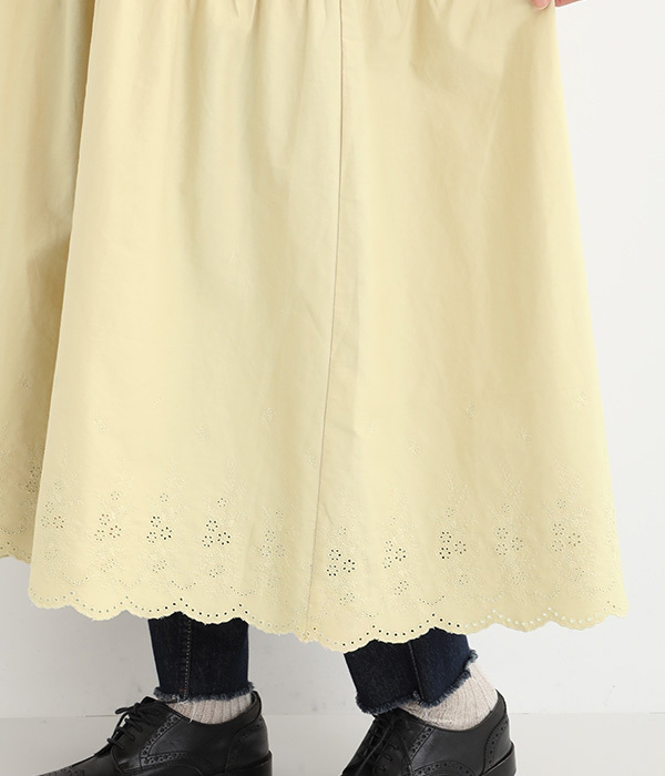 コットンツイル　スカラ刺繍キャミワンピース(B・ラベンダー)