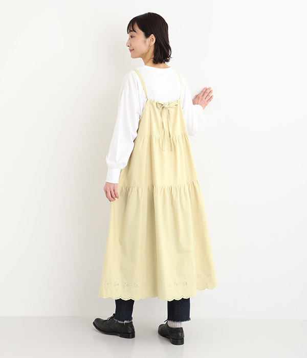 コットンツイル　スカラ刺繍キャミワンピース(B・ラベンダー)
