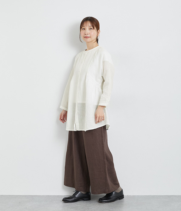 リネン切替チュニックブラウス(オフ)