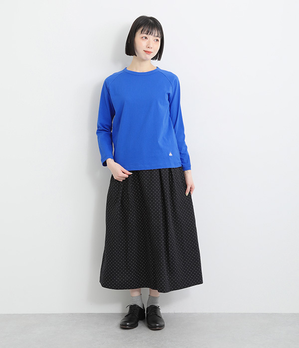 リサイクルコットン天竺 ラグラン長袖Tシャツ(C・ブルー)
