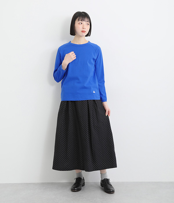 リサイクルコットン天竺 ラグラン長袖Tシャツ(C・ブルー)