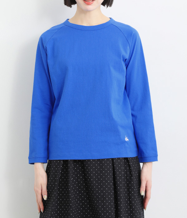 リサイクルコットン天竺 ラグラン長袖Tシャツ(C・ブルー)