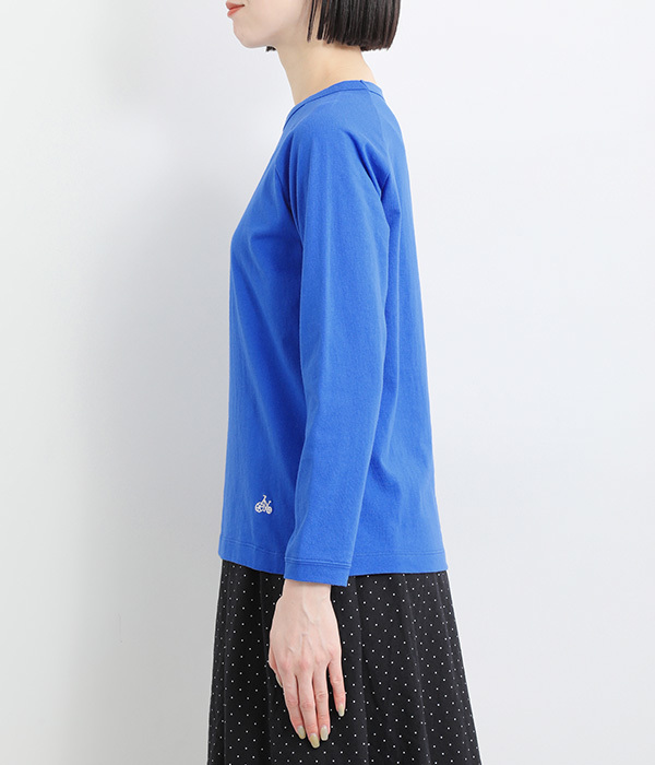 リサイクルコットン天竺 ラグラン長袖Tシャツ(C・ブルー)