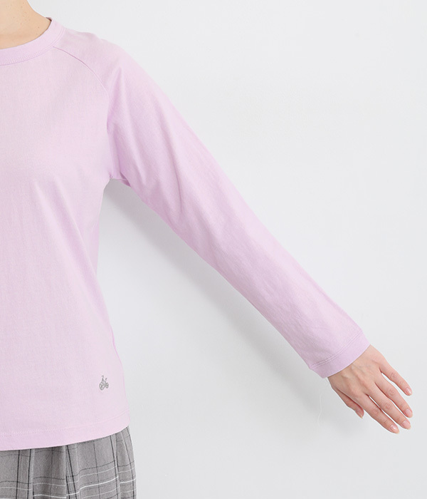 リサイクルコットン天竺 ラグラン長袖Tシャツ(C・ブルー)