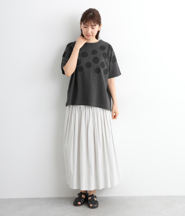 ラフィ天竺ドットプリントワイドTシャツ(B・スミクロ)