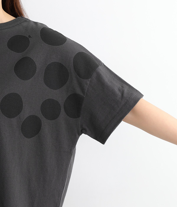 ラフィ天竺ドットプリントワイドTシャツ(B・スミクロ)
