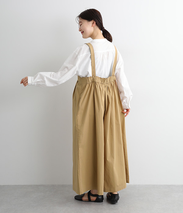 コットンツイルタック使いサロペットパンツ(A・ベージュ)