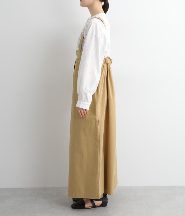 コットンツイルタック使いサロペットパンツ(A・ベージュ)