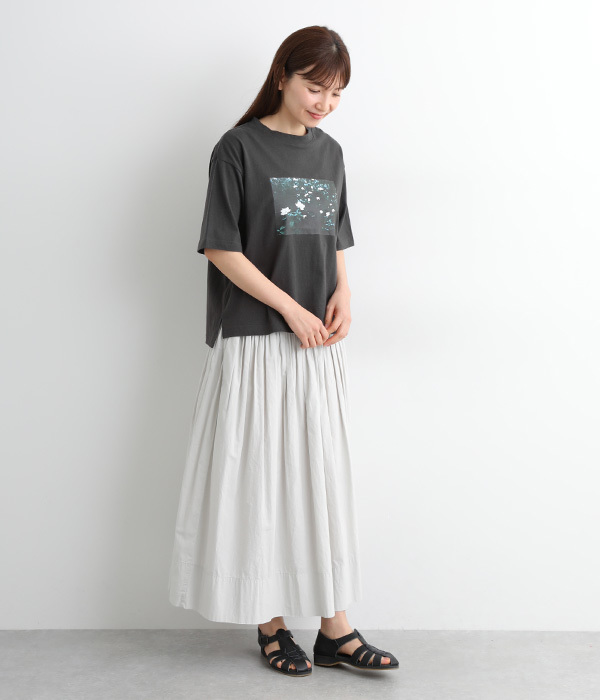 ラフィ天竺転写プリントワイドTシャツ(C・スミクロ)