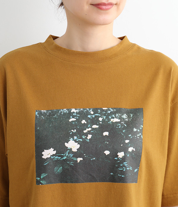 ラフィ天竺転写プリントワイドTシャツ(C・スミクロ)