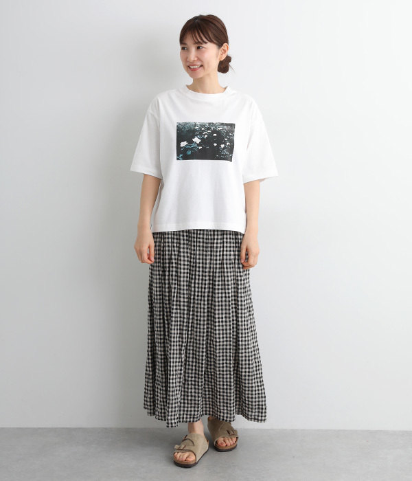 ラフィ天竺転写プリントワイドTシャツ(C・スミクロ)