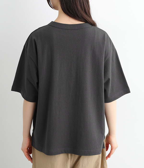 ラフィ天竺ワイドTシャツ　ソックス箔プリント(C・スミクロ)