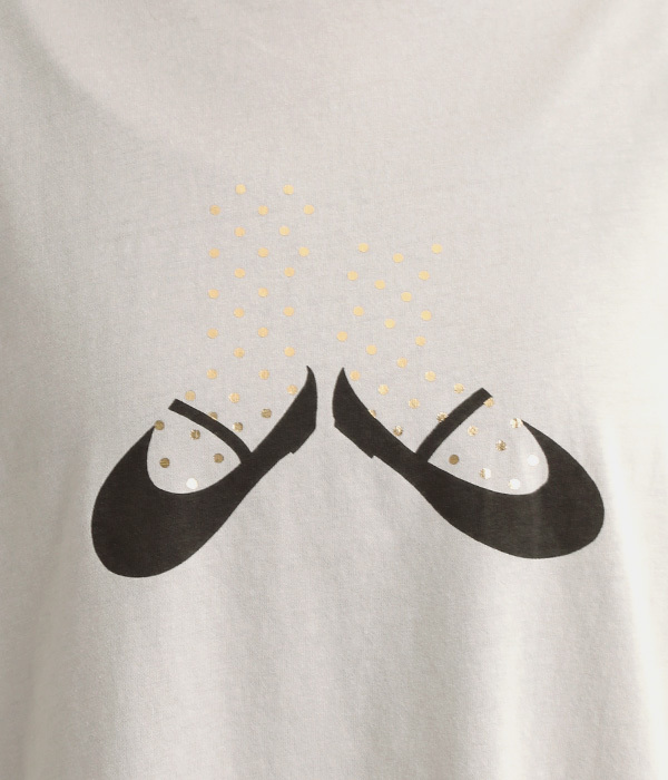 ラフィ天竺ワイドTシャツ　ソックス箔プリント(C・スミクロ)