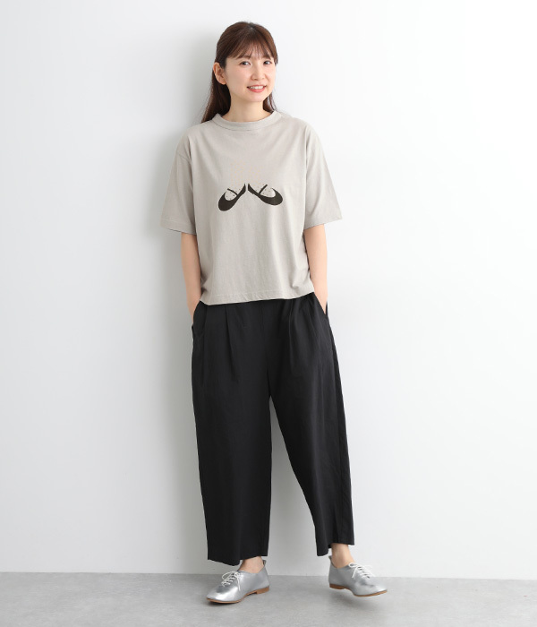 ラフィ天竺ワイドTシャツ　ソックス箔プリント(C・スミクロ)