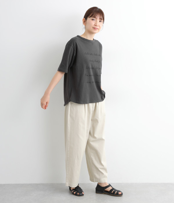 ラフィ天竺リリックスプリント裾ラウンドTシャツ(B・スミクロ)