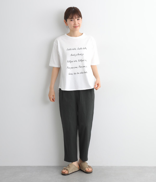 ラフィ天竺リリックスプリント裾ラウンドTシャツ(B・スミクロ)