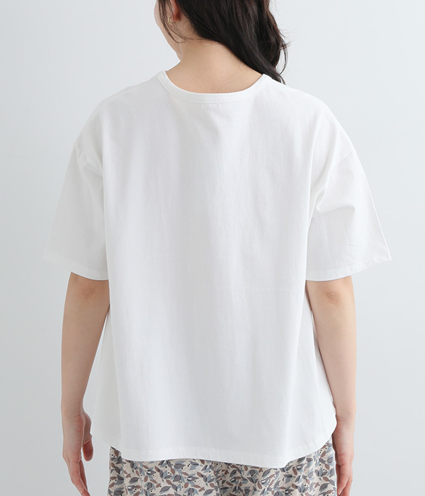 リサイクルコットン裾フレア半袖T(A・オフホワイト)