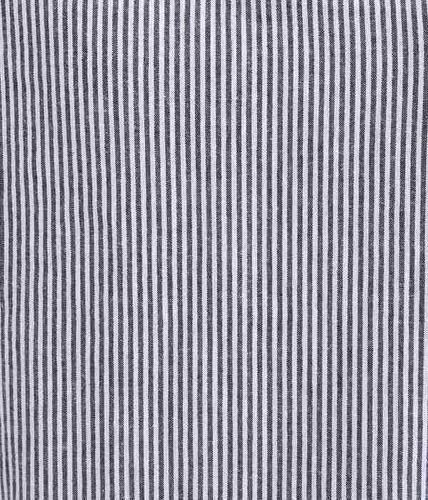 コットンリネン平織り1釦丸襟プルオーバー(A・ストライプ)