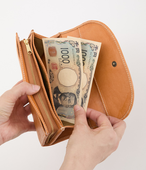 カウレザー 型押し長財布(ブラウン)