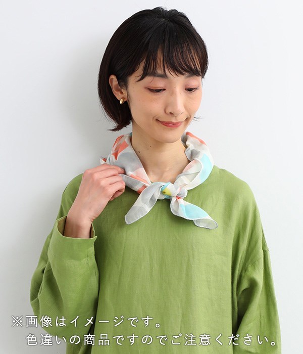 手織オーガニックコットン　ラクガキスカーフ(A・シマ)