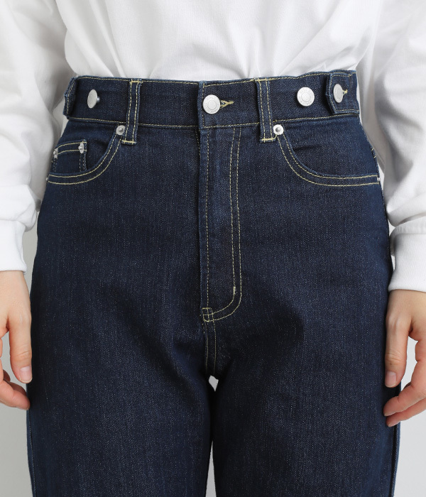 サイドスリットリサイクルデニムパンツ(A・ネイビー)
