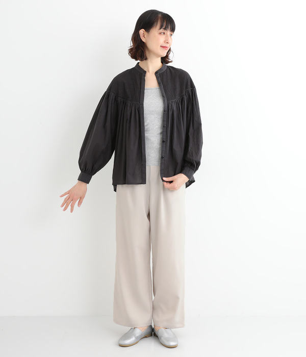ハイウエストタックワイドパンツ(B・カーキ)