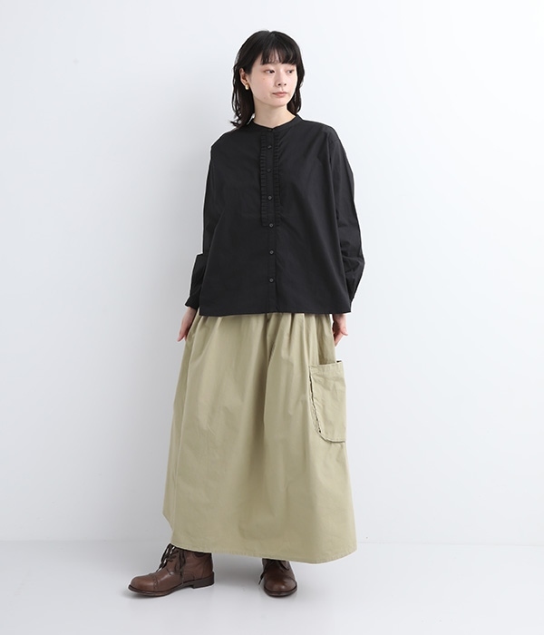 コーマ糸カラータック使いスカート(C・ブラック)
